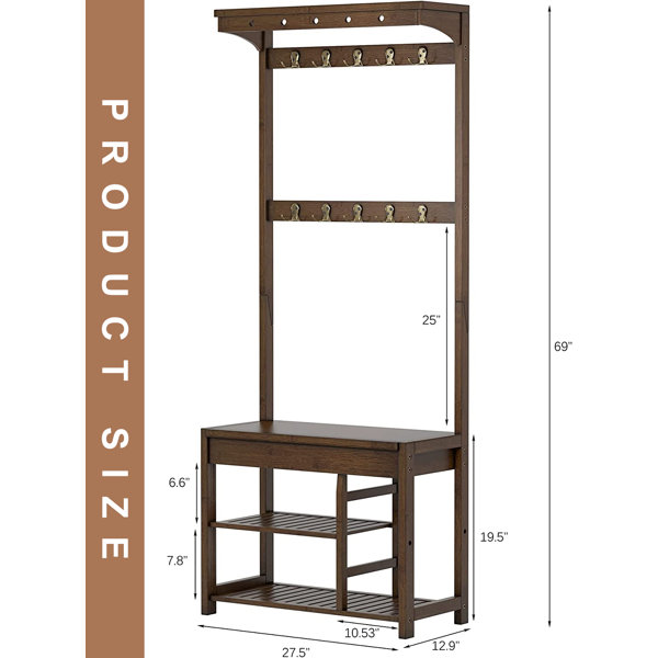 PSWY 27.5'' Wide Hall Tree with Bench and Shoe Storage Wayfair